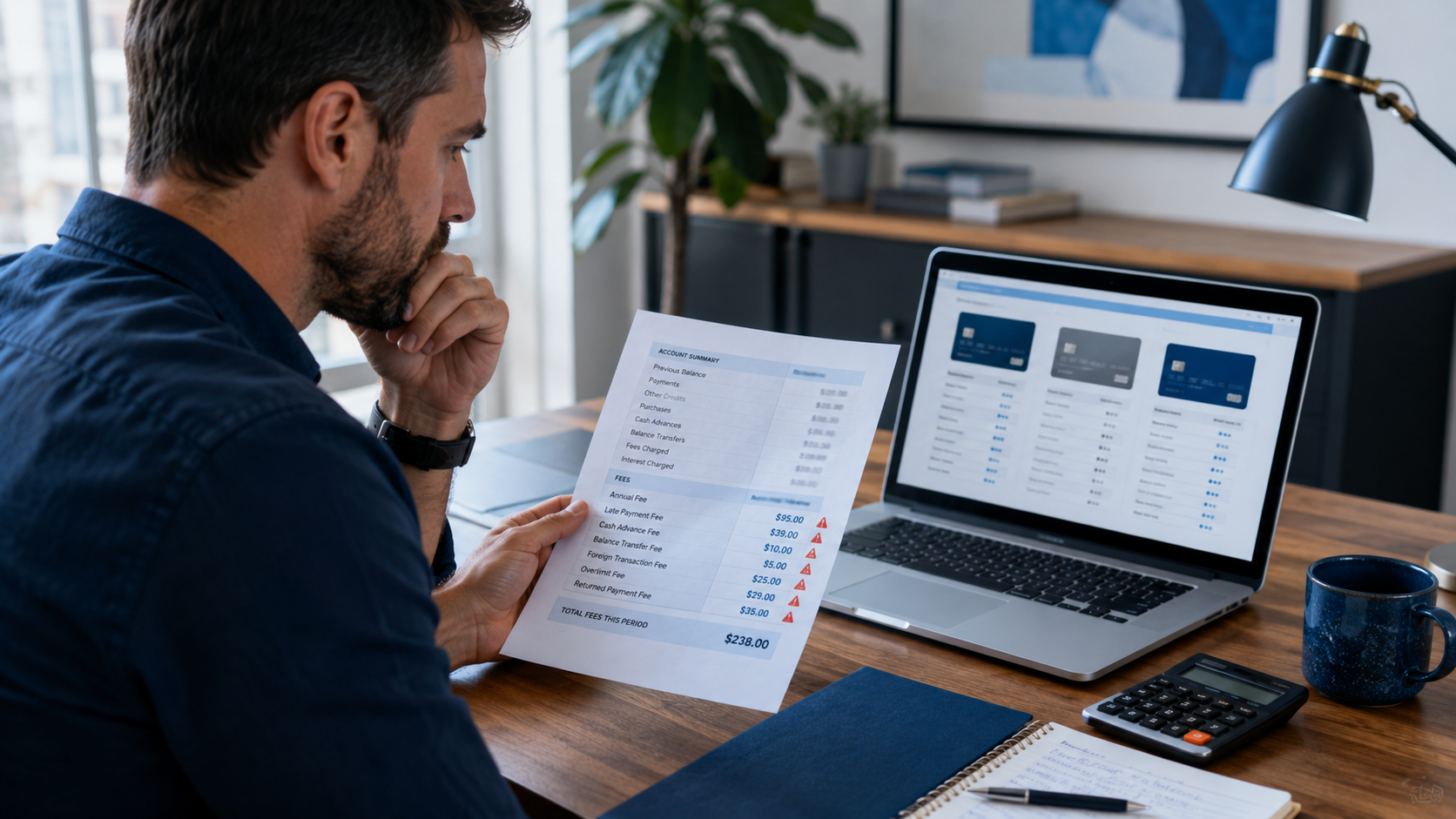 Credit card fee statement and card comparison showing how fees can add up